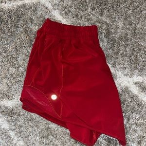 red lululemon shorts